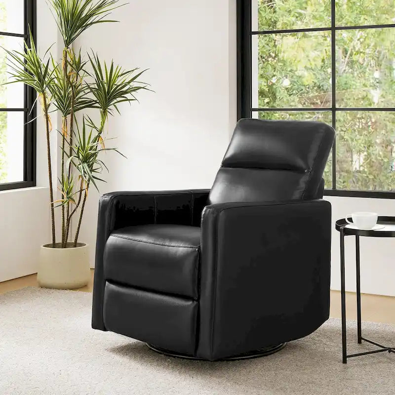 Fauteuil inclinable pivotant et à bascule Josefa Modern en cuir véritable par Hulala Home