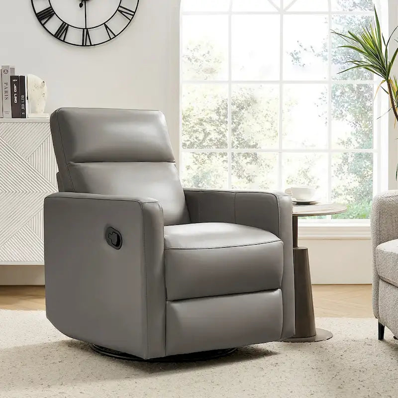 Fauteuil inclinable pivotant et à bascule Josefa Modern en cuir véritable par Hulala Home