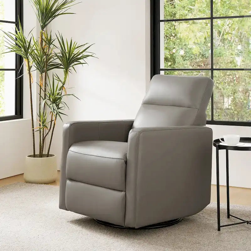 Fauteuil inclinable pivotant et à bascule Josefa Modern en cuir véritable par Hulala Home