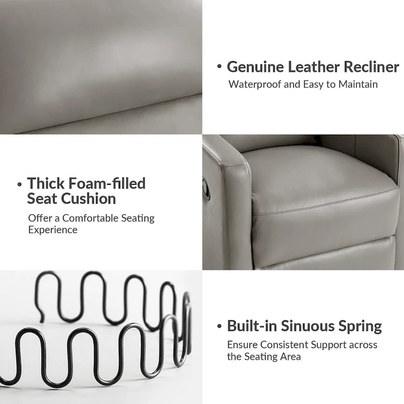 Fauteuil inclinable pivotant et à bascule Josefa Modern en cuir véritable par Hulala Home