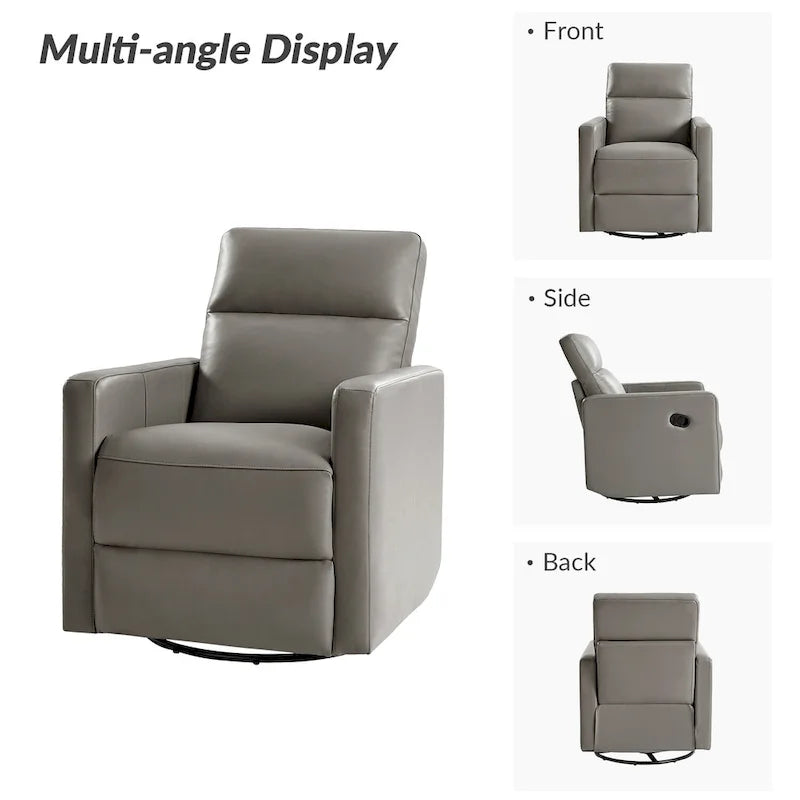 Fauteuil inclinable pivotant et à bascule Josefa Modern en cuir véritable par Hulala Home