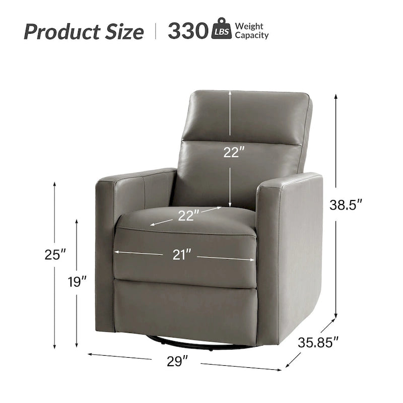 Fauteuil inclinable pivotant et à bascule Josefa Modern en cuir véritable par Hulala Home