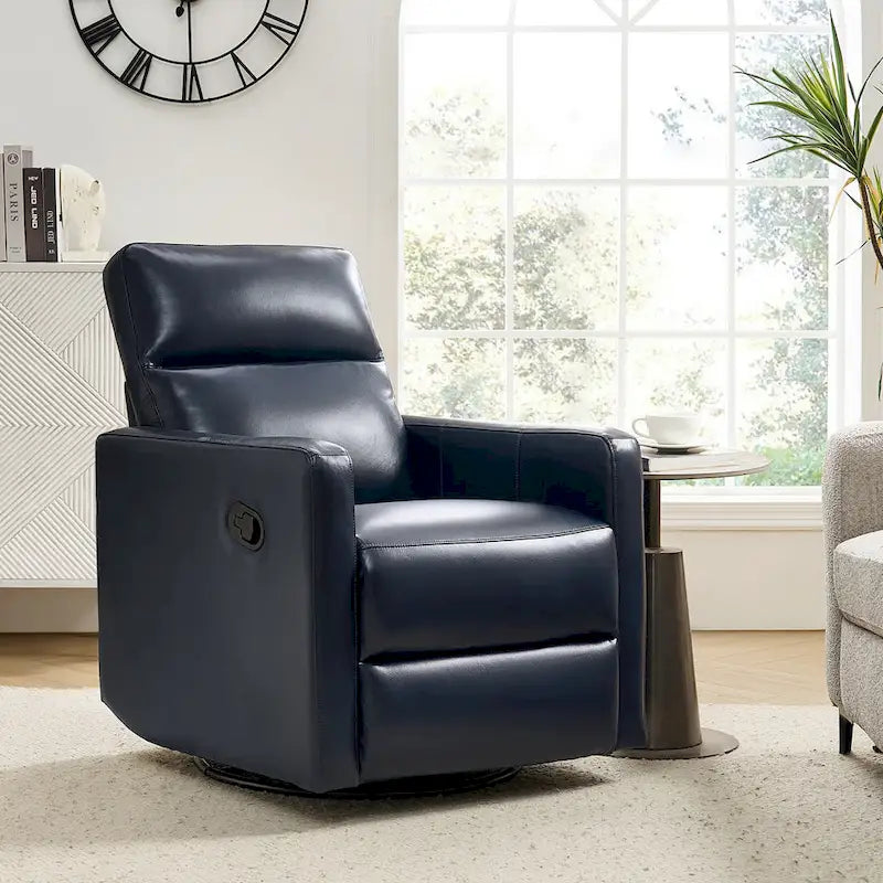 Fauteuil inclinable pivotant et à bascule Josefa Modern en cuir véritable par Hulala Home
