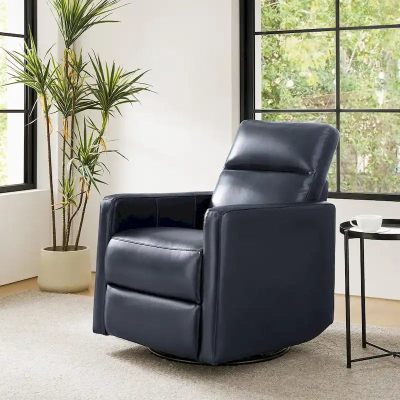 Fauteuil inclinable pivotant et à bascule Josefa Modern en cuir véritable par Hulala Home