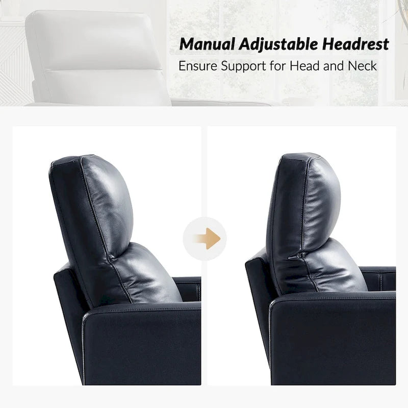 Fauteuil inclinable pivotant et à bascule Josefa Modern en cuir véritable par Hulala Home