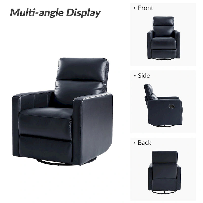 Fauteuil inclinable pivotant et à bascule Josefa Modern en cuir véritable par Hulala Home