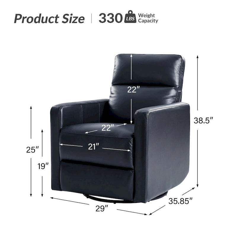 Fauteuil inclinable pivotant et à bascule Josefa Modern en cuir véritable par Hulala Home