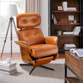 Fauteuil inclinable Art Leon en cuir véritable, style moderne du milieu du siècle