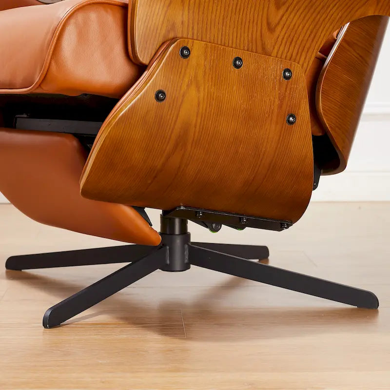 Fauteuil inclinable Art Leon en cuir véritable, style moderne du milieu du siècle