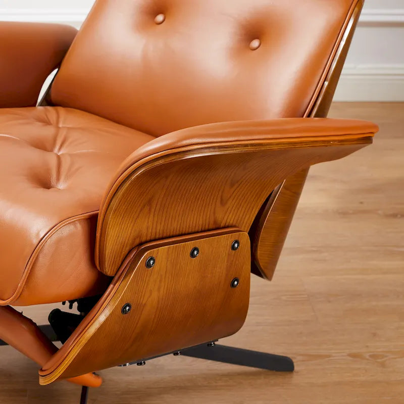 Fauteuil inclinable Art Leon en cuir véritable, style moderne du milieu du siècle