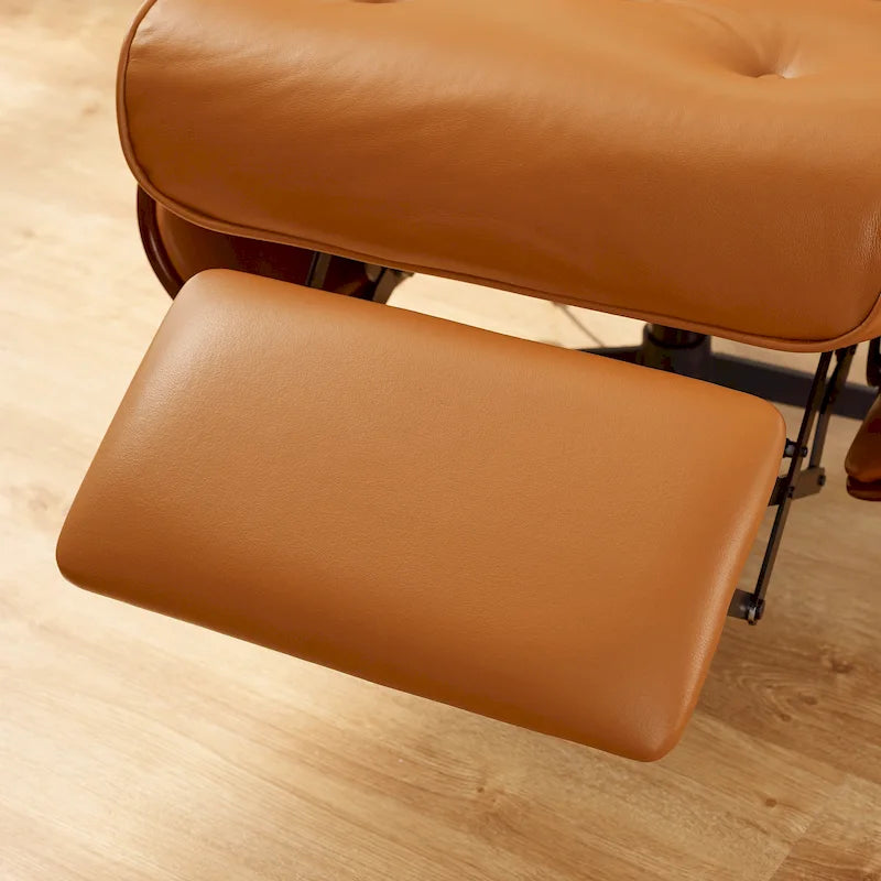 Fauteuil inclinable Art Leon en cuir véritable, style moderne du milieu du siècle