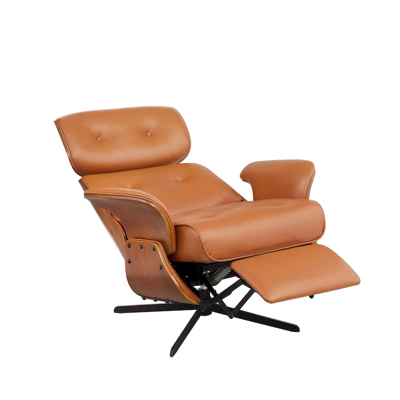 Fauteuil inclinable Art Leon en cuir véritable, style moderne du milieu du siècle
