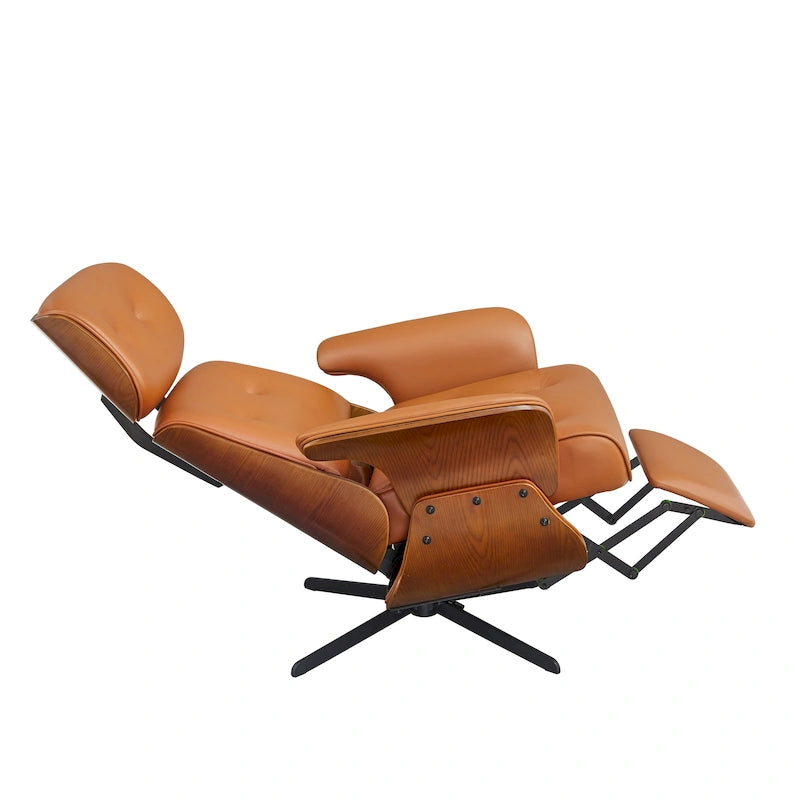 Fauteuil inclinable Art Leon en cuir véritable, style moderne du milieu du siècle