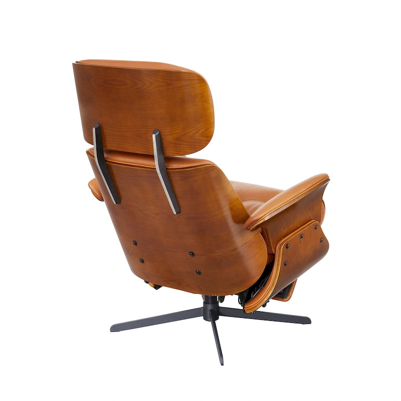 Fauteuil inclinable Art Leon en cuir véritable, style moderne du milieu du siècle