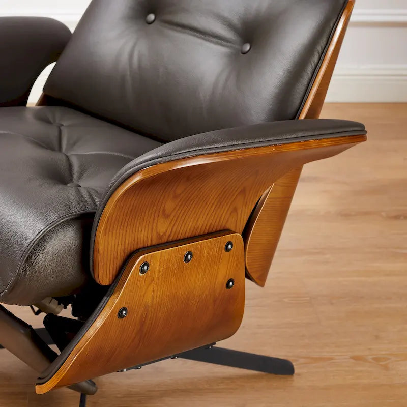 Fauteuil inclinable Art Leon en cuir véritable, style moderne du milieu du siècle