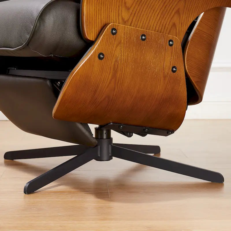 Fauteuil inclinable Art Leon en cuir véritable, style moderne du milieu du siècle