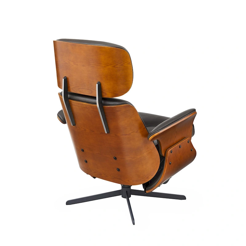 Fauteuil inclinable Art Leon en cuir véritable, style moderne du milieu du siècle