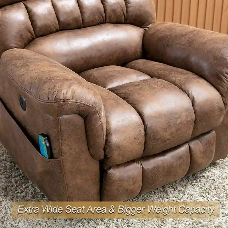 Fauteuil inclinable électrique grand format 42 pouces avec fonctions de massage et de chauffage
