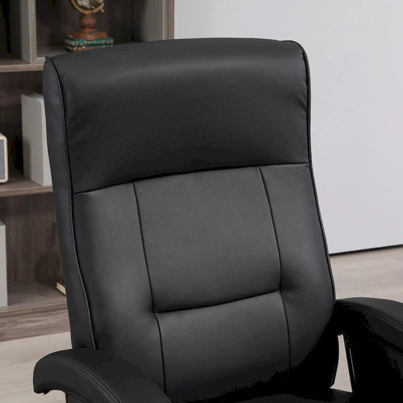 Fauteuil inclinable HOMCOM en PU avec repose-pieds, chaise longue avec dossier réglable à 135°, base pivotante en bois