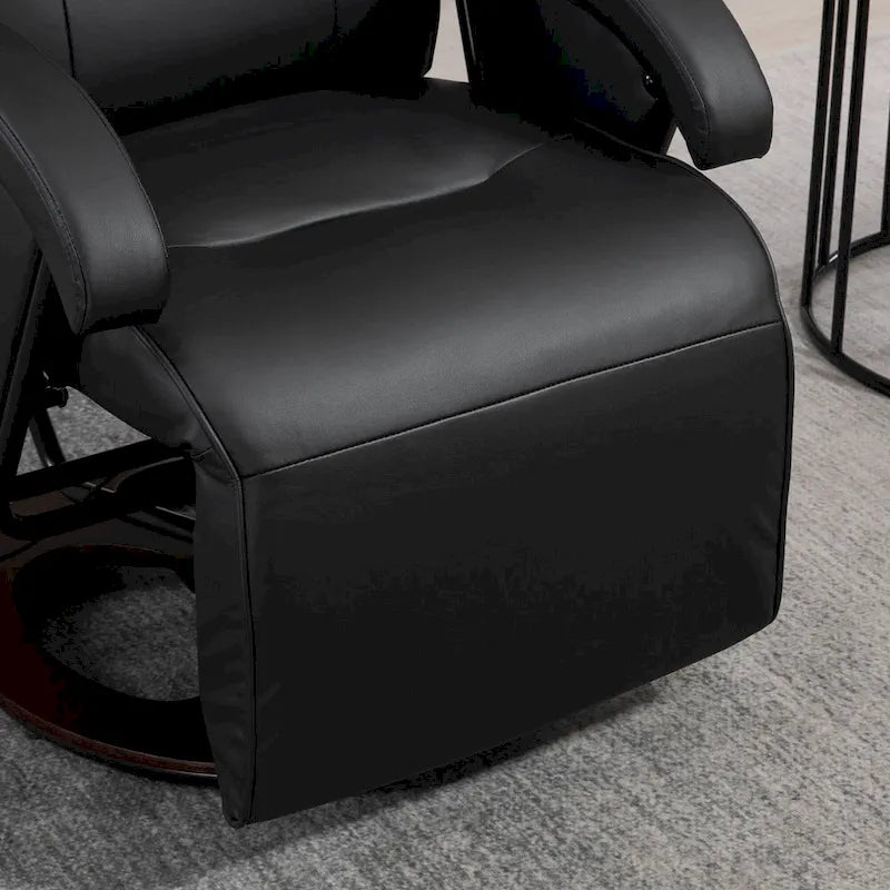 Fauteuil inclinable HOMCOM en PU avec repose-pieds, chaise longue avec dossier réglable à 135°, base pivotante en bois