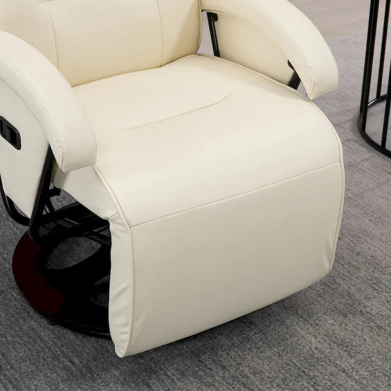 Fauteuil inclinable HOMCOM en PU avec repose-pieds, chaise longue avec dossier réglable à 135°, base pivotante en bois