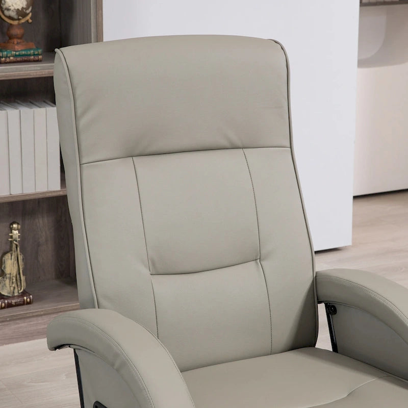 Fauteuil inclinable HOMCOM en PU avec repose-pieds, chaise longue avec dossier réglable à 135°, base pivotante en bois