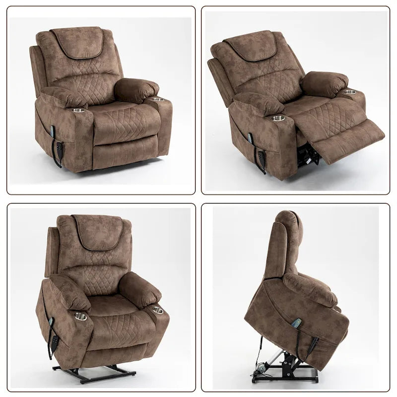 Fauteuil inclinable et releveur électrique haut de gamme avec double moteur à contrôle indépendant, grand format avec inclinaison à plat à 180°