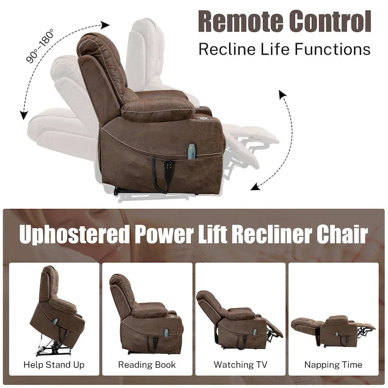 Fauteuil inclinable et releveur électrique haut de gamme avec double moteur à contrôle indépendant, grand format avec inclinaison à plat à 180°
