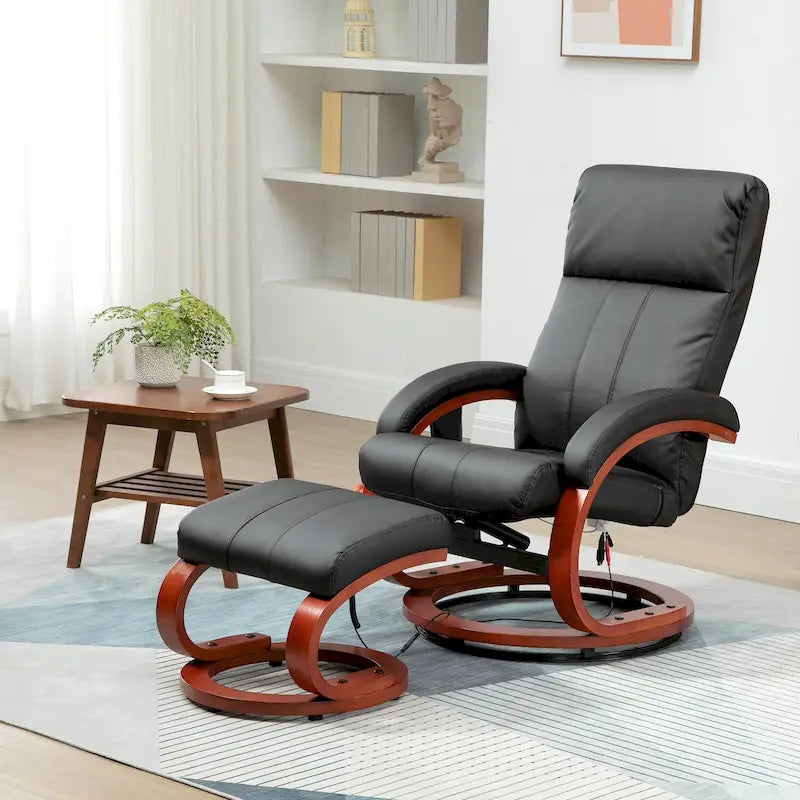 Fauteuil inclinable HOMCOM avec pouf, inclinable électrique en similicuir