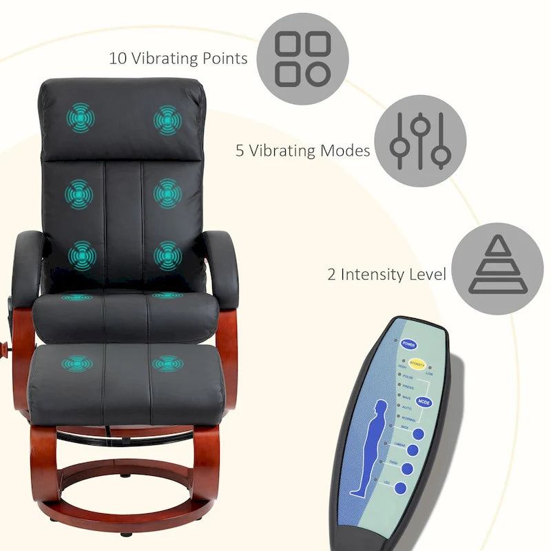 Fauteuil inclinable HOMCOM avec pouf, inclinable électrique en similicuir
