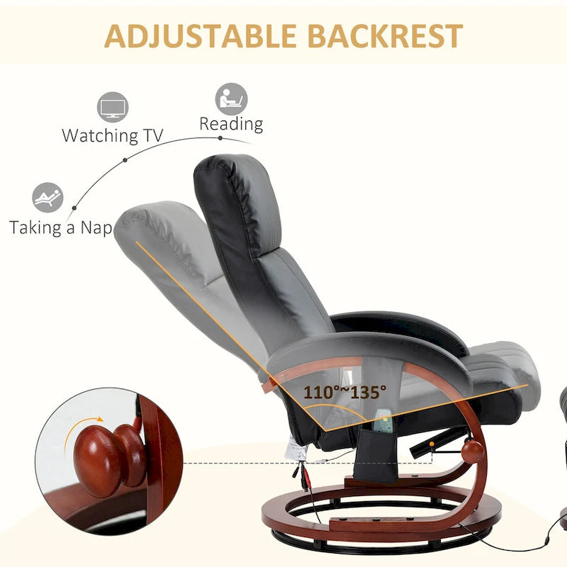 Fauteuil inclinable HOMCOM avec pouf, inclinable électrique en similicuir
