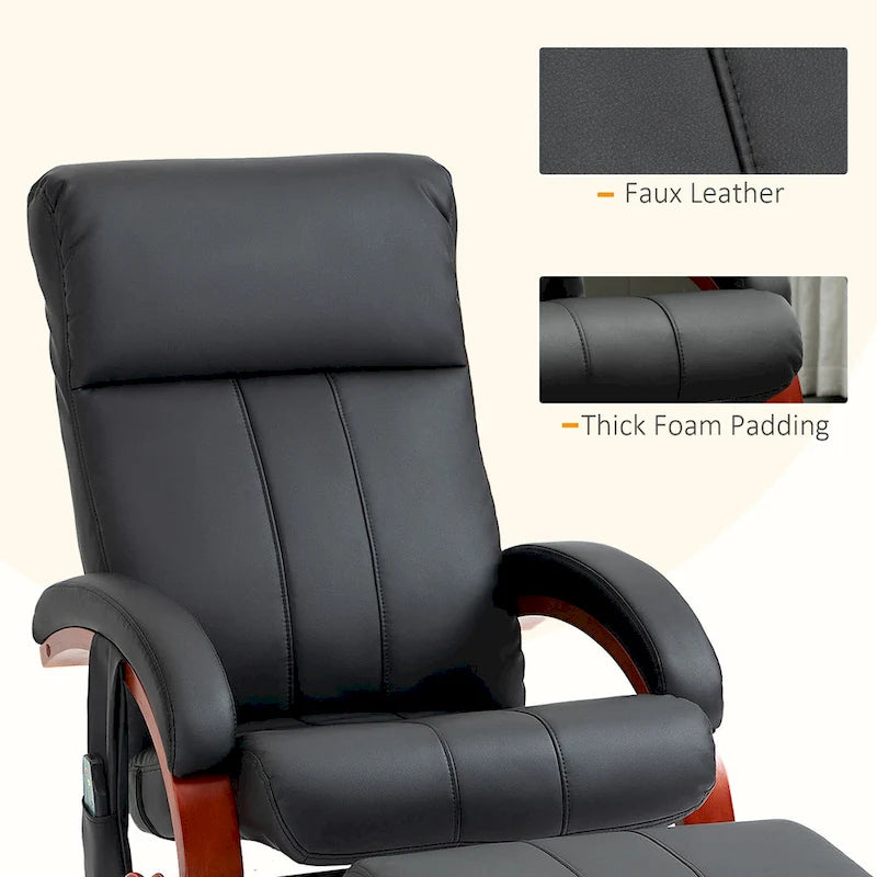 Fauteuil inclinable HOMCOM avec pouf, inclinable électrique en similicuir