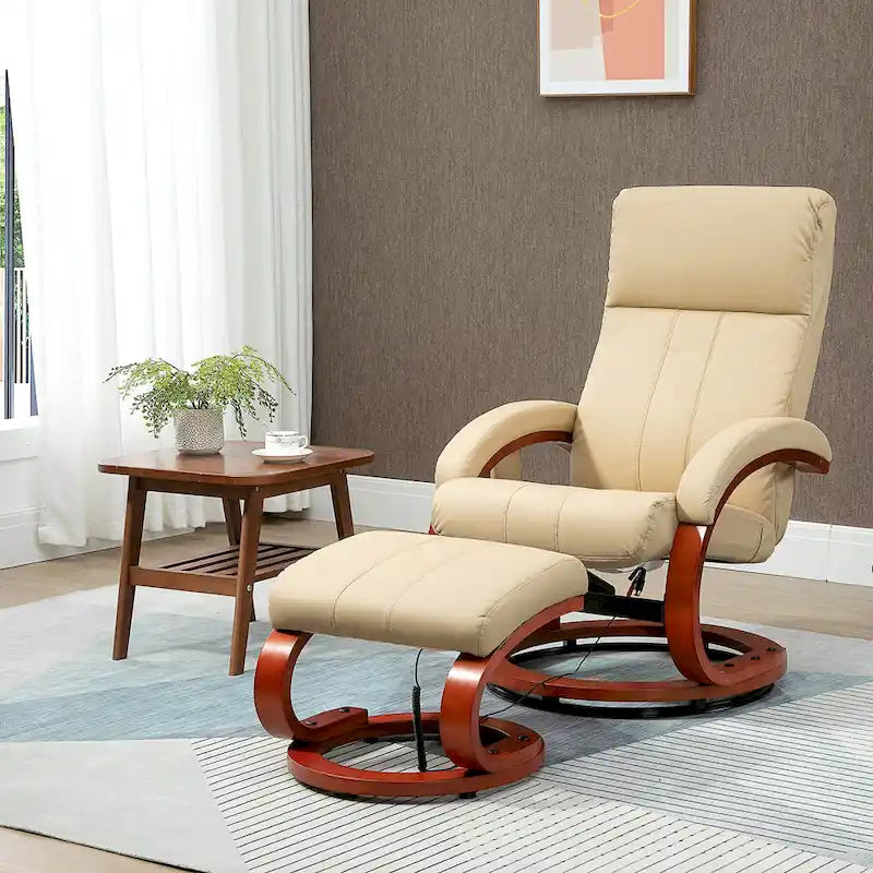 Fauteuil inclinable HOMCOM avec pouf, inclinable électrique en similicuir