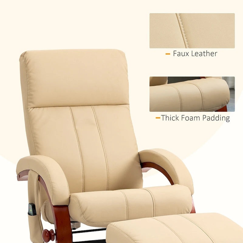 Fauteuil inclinable HOMCOM avec pouf, inclinable électrique en similicuir