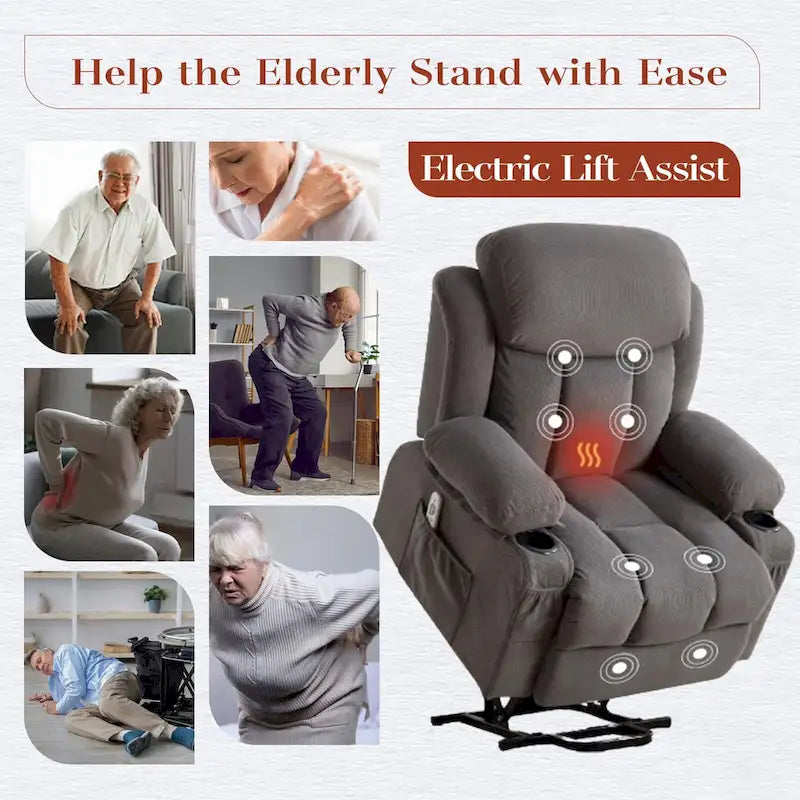 Fauteuils releveurs inclinables, Chaleur et massage, Port USB, Télécommande