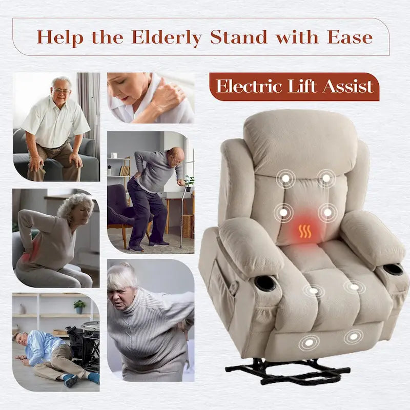 Fauteuils releveurs inclinables, Chaleur et massage, Port USB, Télécommande