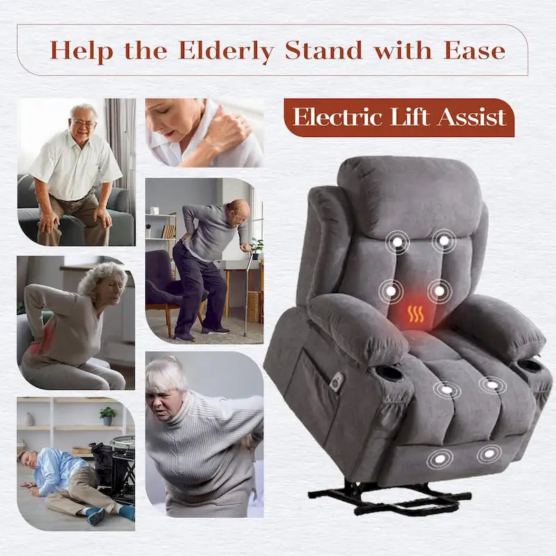 Fauteuils releveurs inclinables, Chaleur et massage, Port USB, Télécommande