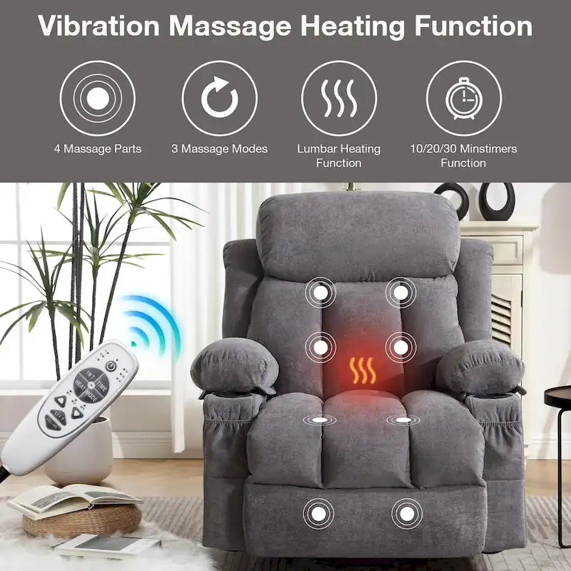 Fauteuils releveurs inclinables, Chaleur et massage, Port USB, Télécommande