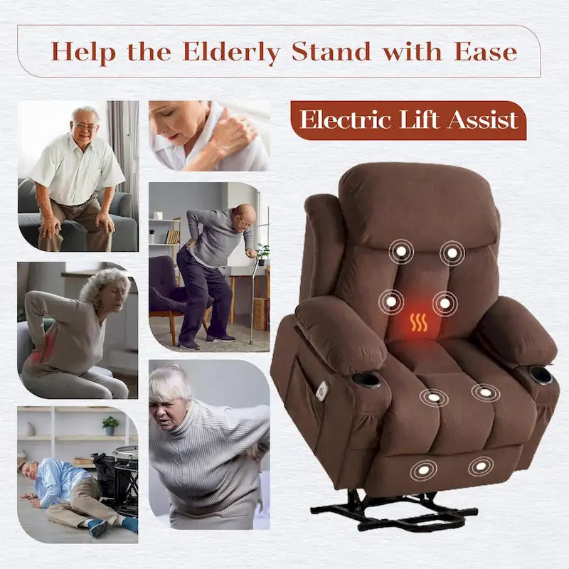 Fauteuils releveurs inclinables, Chaleur et massage, Port USB, Télécommande