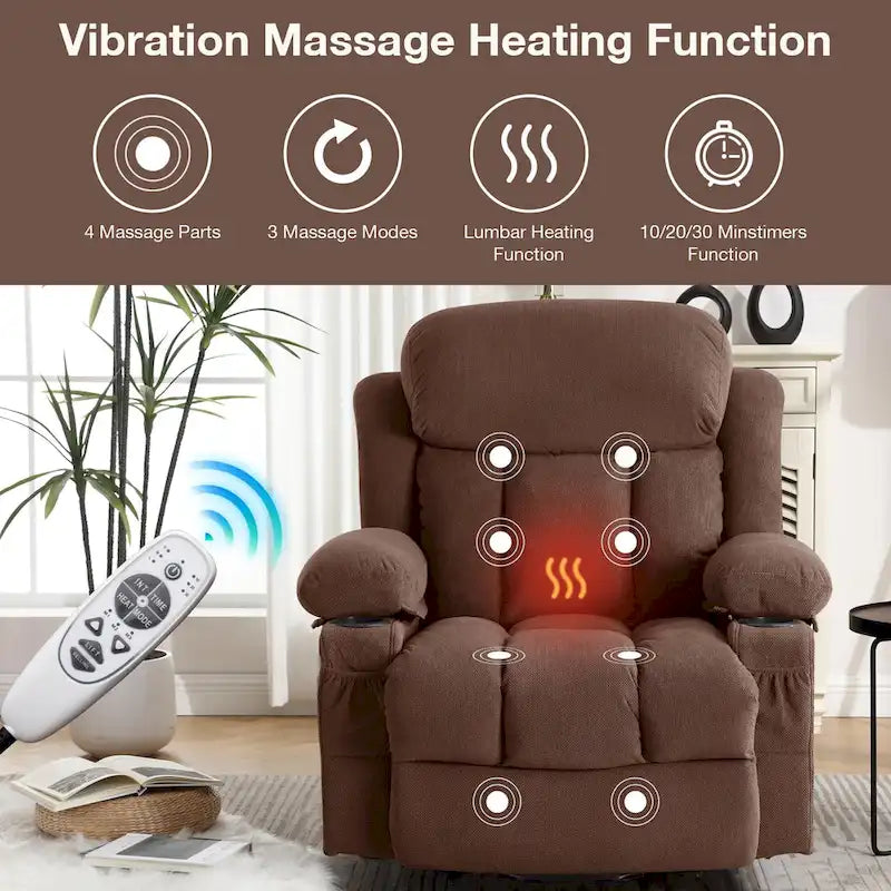 Fauteuils releveurs inclinables, Chaleur et massage, Port USB, Télécommande