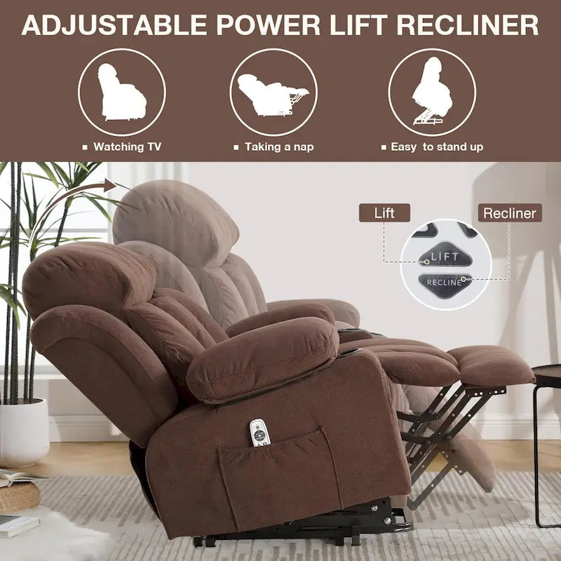 Fauteuils releveurs inclinables, Chaleur et massage, Port USB, Télécommande