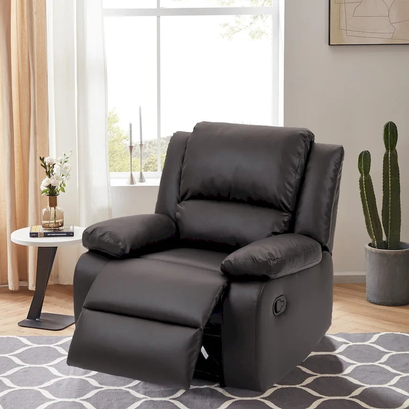 Fauteuil inclinable manuel en cuir végétalien à dossier inclinable