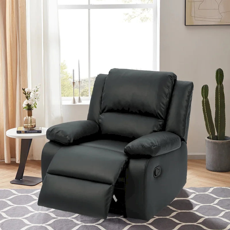 Fauteuil inclinable manuel en cuir végétalien à dossier inclinable