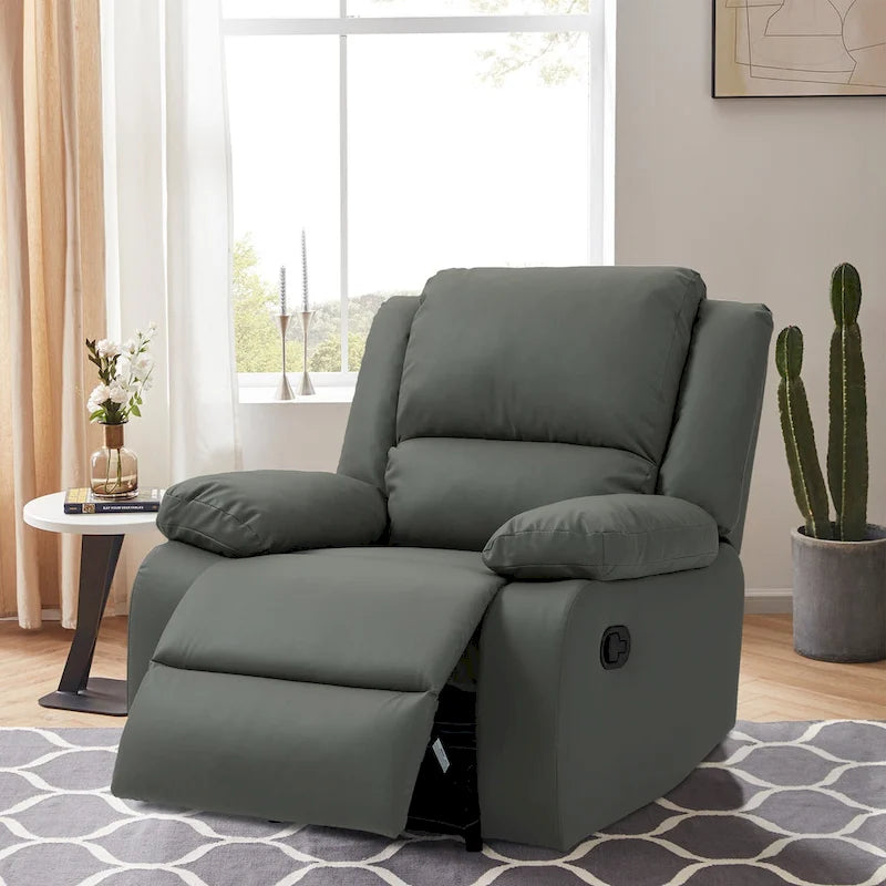 Fauteuil inclinable manuel en cuir végétalien à dossier inclinable