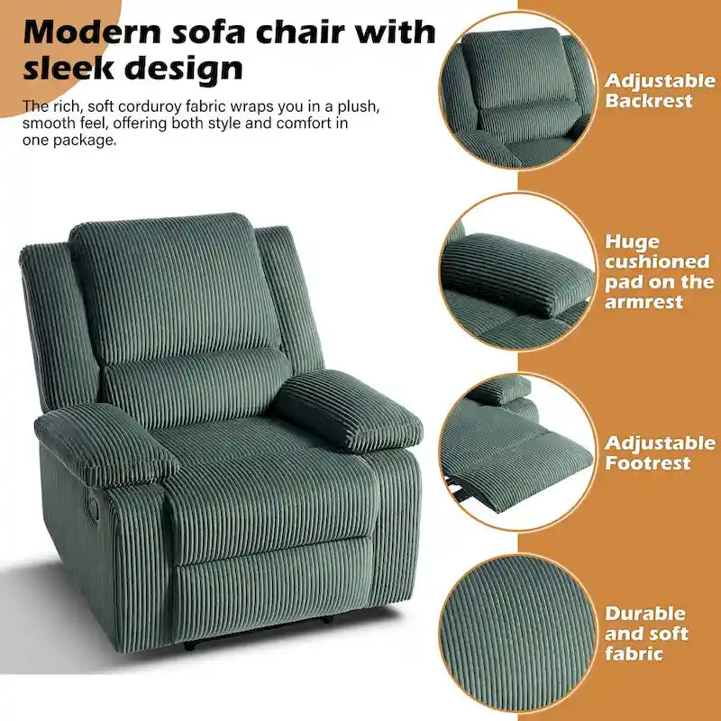 Fauteuil inclinable manuel en cuir végétalien à dossier inclinable