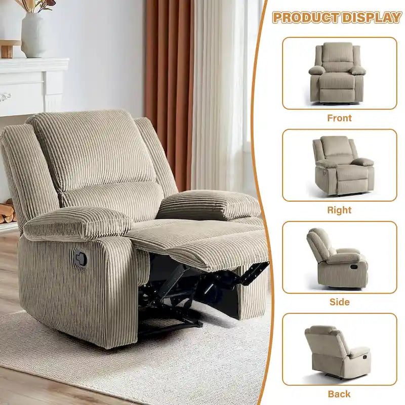 Fauteuil inclinable manuel en cuir végétalien à dossier inclinable