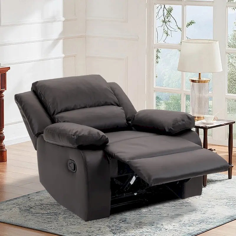 Fauteuil inclinable manuel en cuir végétalien à dossier inclinable