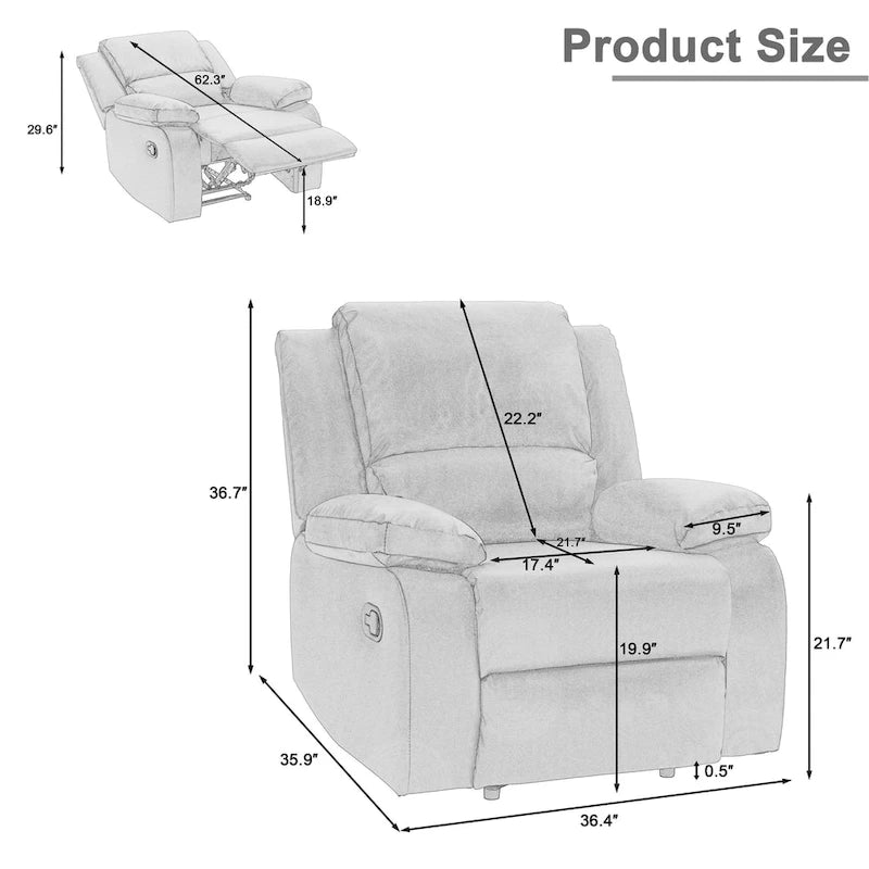 Fauteuil inclinable manuel en cuir végétalien à dossier inclinable