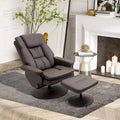 HOMCOM Fauteuil inclinable et ottoman avec base enveloppée, fauteuil inclinable pivotant en cuir PU avec repose-pieds pour le salon
