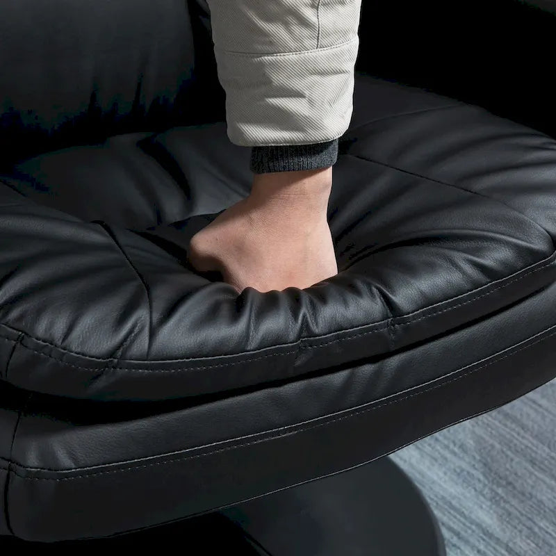 HOMCOM Fauteuil inclinable et ottoman avec base enveloppée, fauteuil inclinable pivotant en cuir PU avec repose-pieds pour le salon